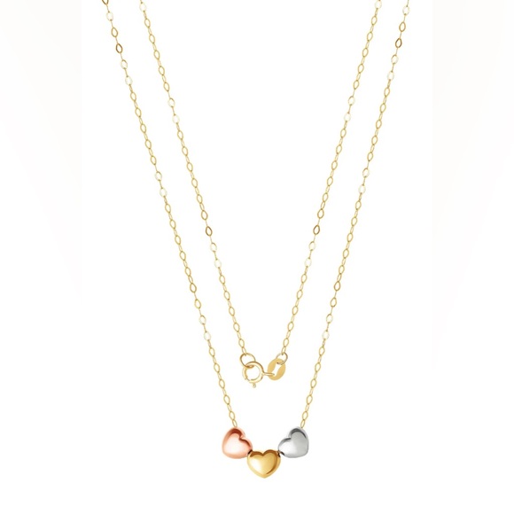 10k Gold Tri-Color Heart Necklace - Picture 2 of 6